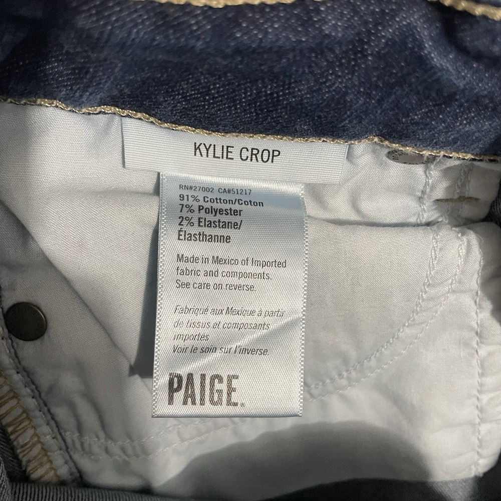 PAIGE Jeans Womens Size 27 Kylie Crop Dark Wash‎ Cuffed Blue Denim Stretch - Picture 3 of 7